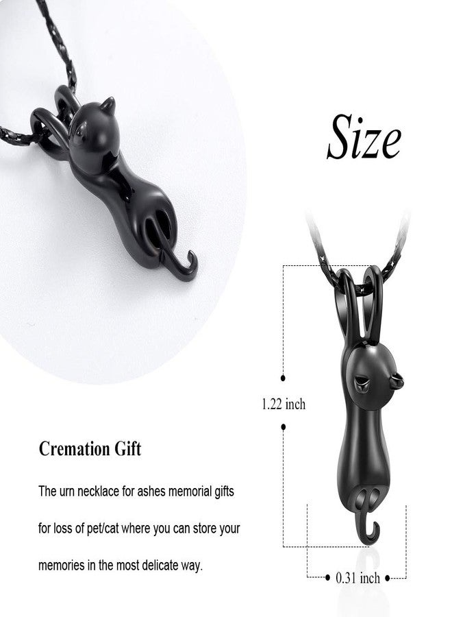 Imrsanl Pet Cremation Jewelry for Ashes Memorial Ash Jewelry Keepsake Cat Urn Pendants for Animal Ashes Necklace (2pcs-Silver/Black) - Image 4
